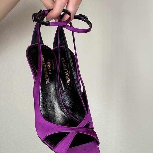 Saint Laurent Purple Satin Heels - Picture 3 of 5